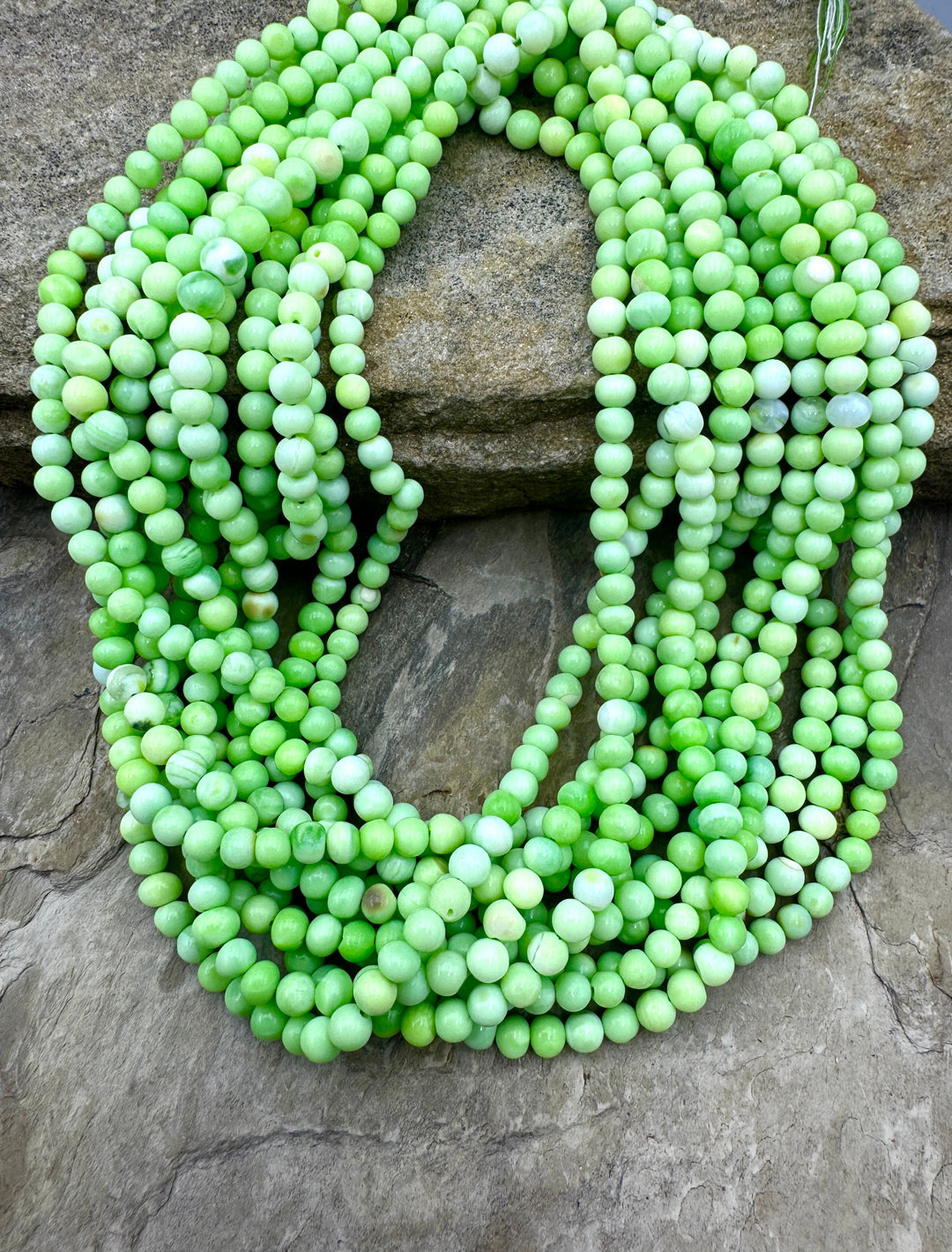 Neon Green Opal (Dyed) 5-6mm Rounded Nugget Beads 16 Inch