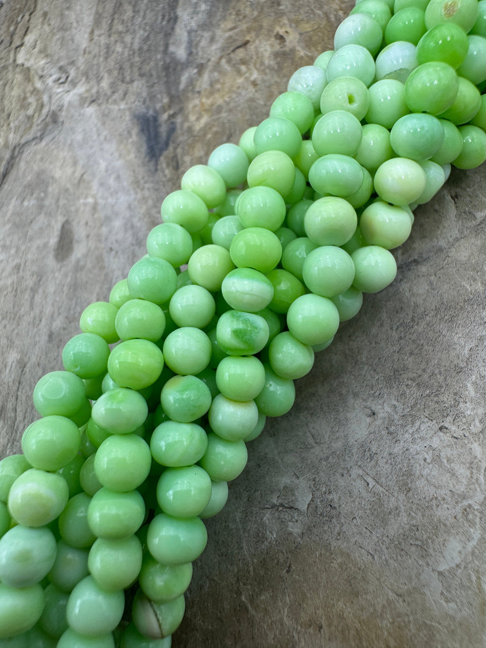 Neon Green Opal (Dyed) 5-6mm Rounded Nugget Beads 16 Inch