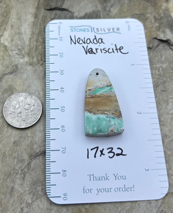 Nevada Variscite Focal Pendant Bead 17x32mm - Variscite