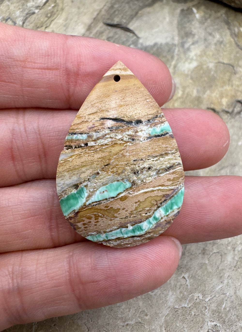Nevada Variscite Teardrop Shaped Focal Pendant Bead 25x38mm