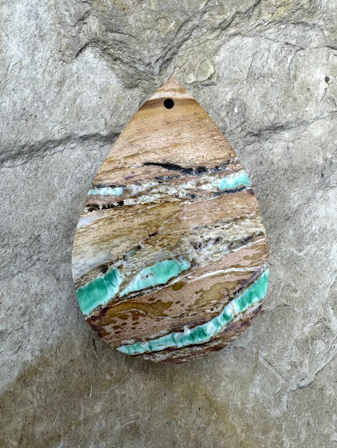 Nevada Variscite Teardrop Shaped Focal Pendant Bead 25x38mm