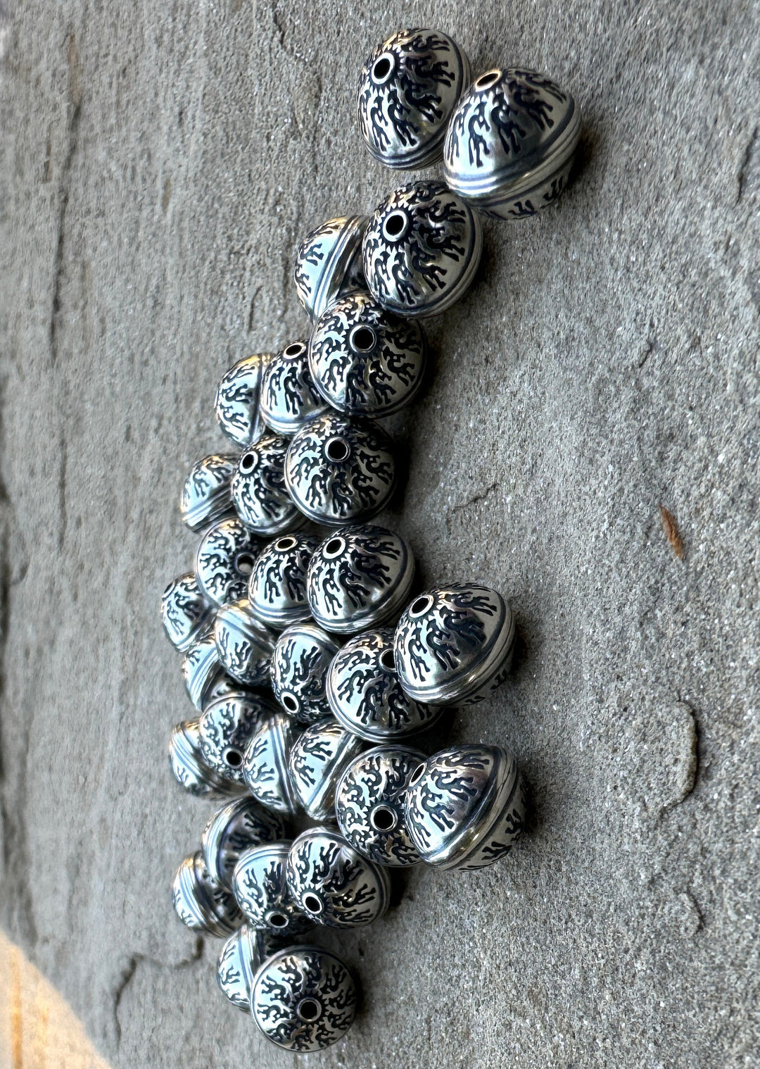 New Design Sterling Silver Handmade Oxidized beads Aztec