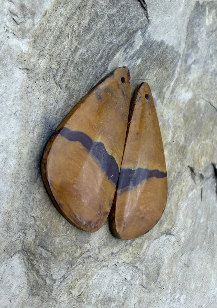 Noreena Jasper (Australia) Matching Earring Slab Bead Pair