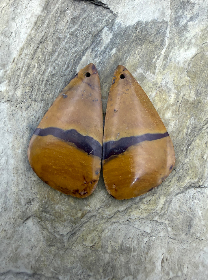 Noreena Jasper (Australia) Matching Earring Slab Bead Pair