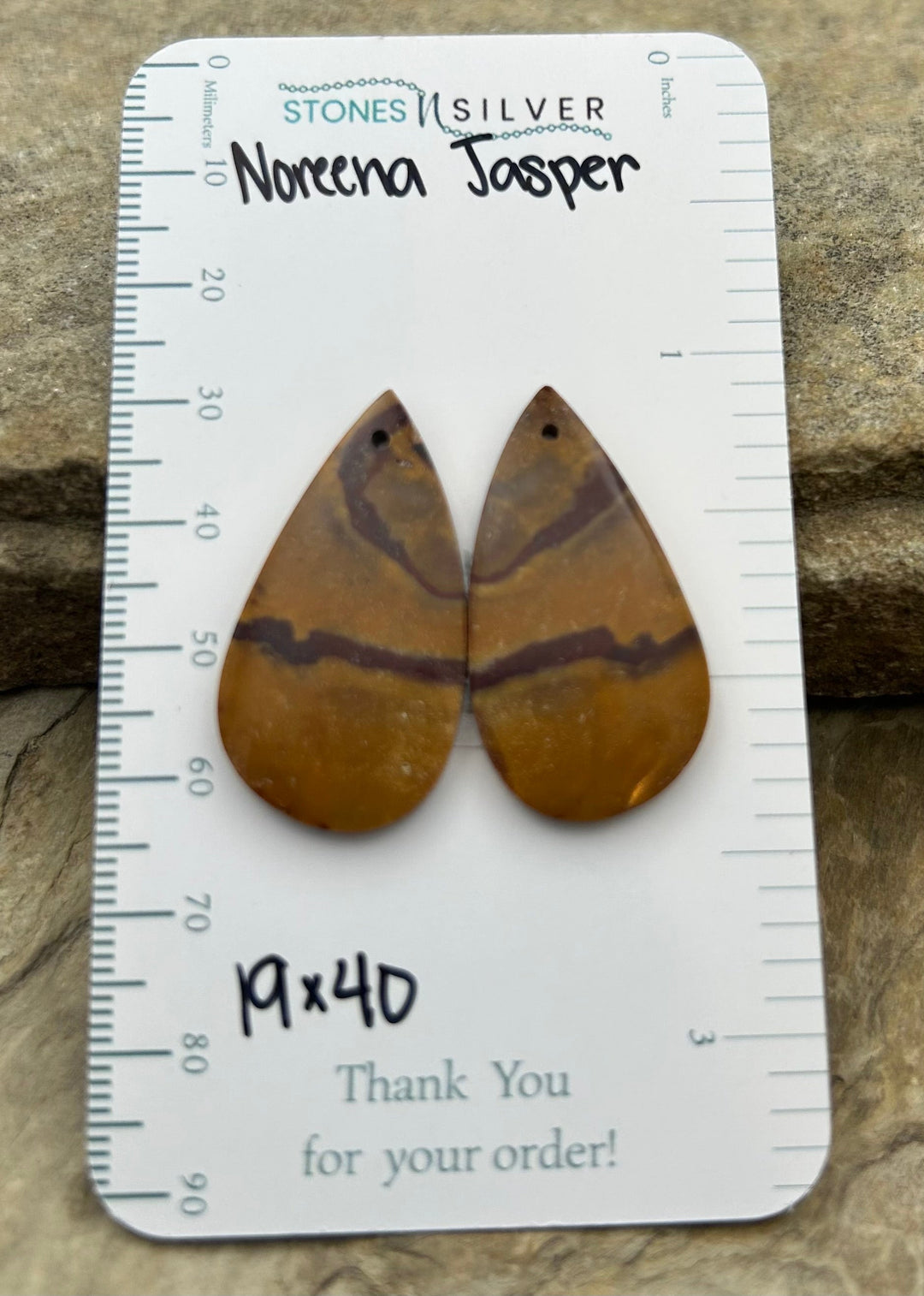 Noreena Jasper Matching Earring Slab Bead Pair 19x40mm