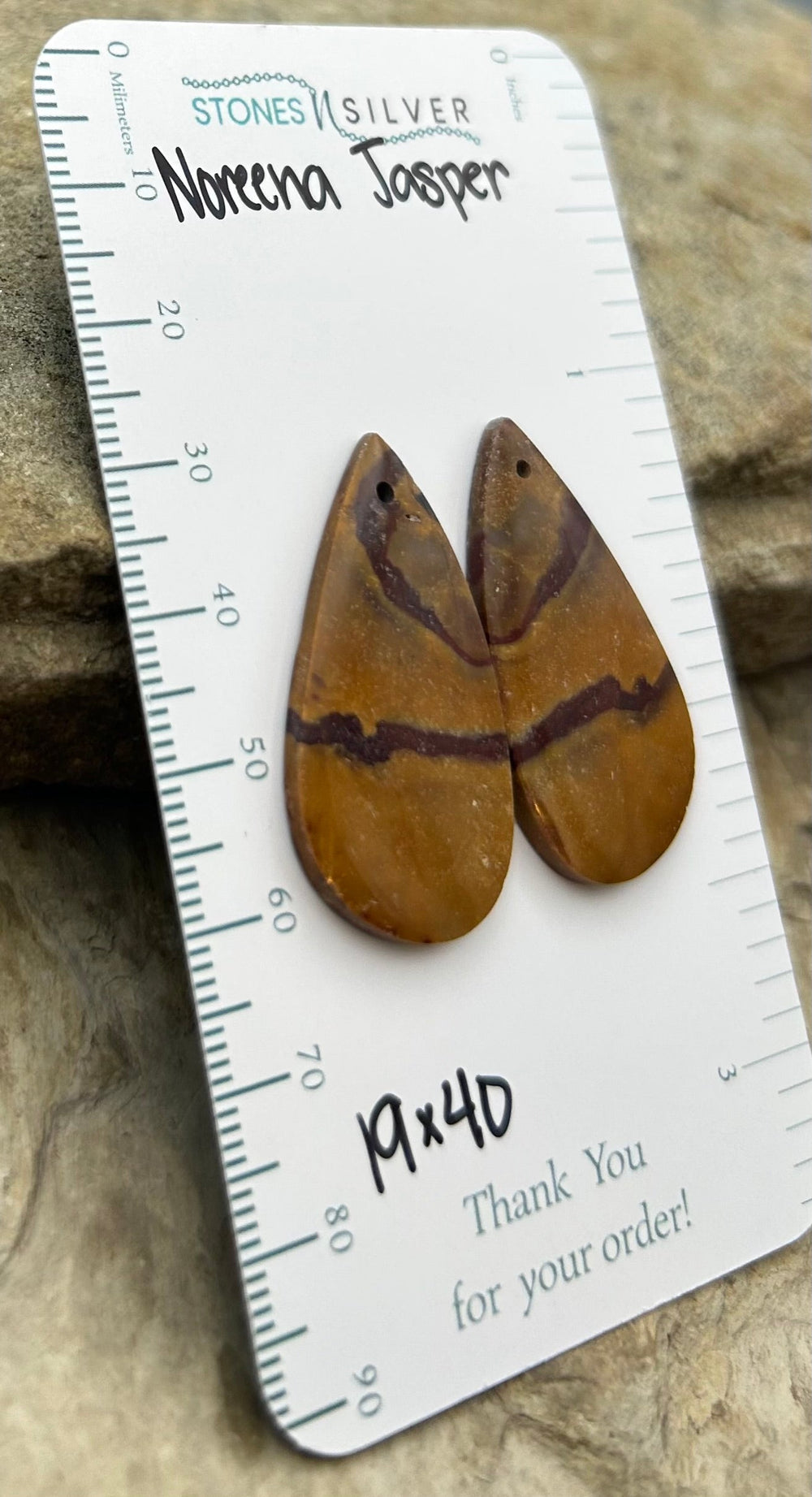 Noreena Jasper Matching Earring Slab Bead Pair 19x40mm