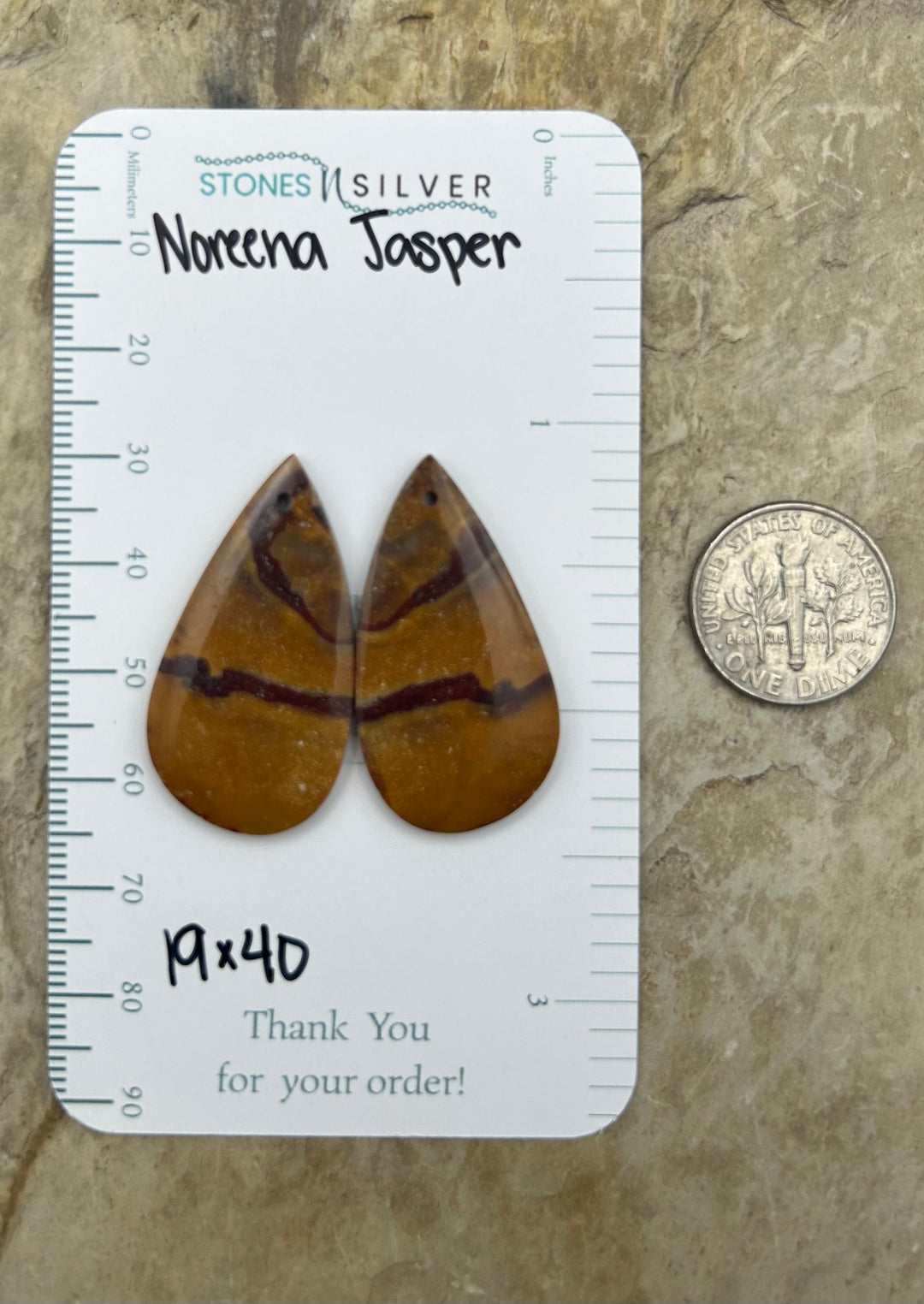 Noreena Jasper Matching Earring Slab Bead Pair 19x40mm