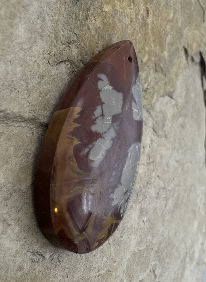 Noreena Jasper Teardrop Shaped Focal Pendant Bead 24x45mm