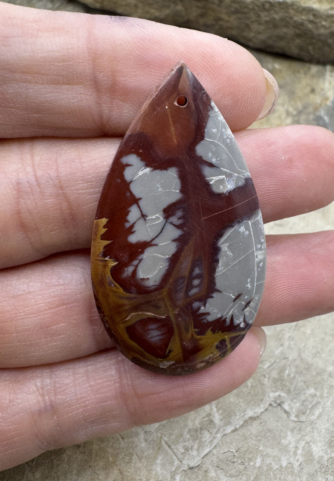 Noreena Jasper Teardrop Shaped Focal Pendant Bead 24x45mm