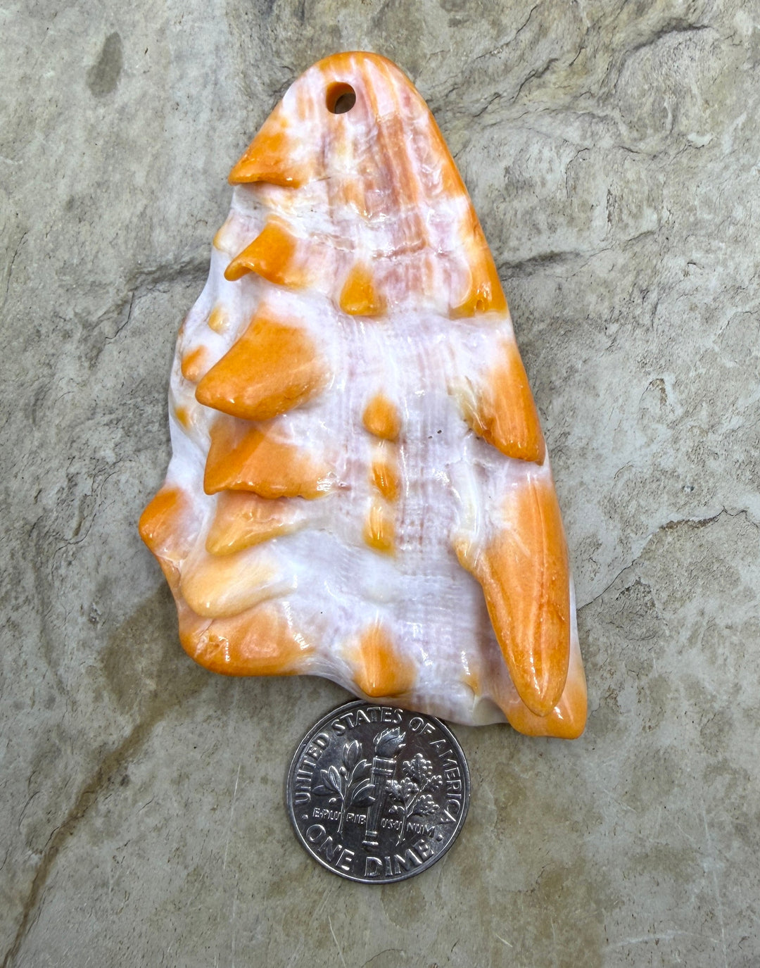Orange Spiny LARGE Focal Pendant Bead (Large Hole) 40x66mm