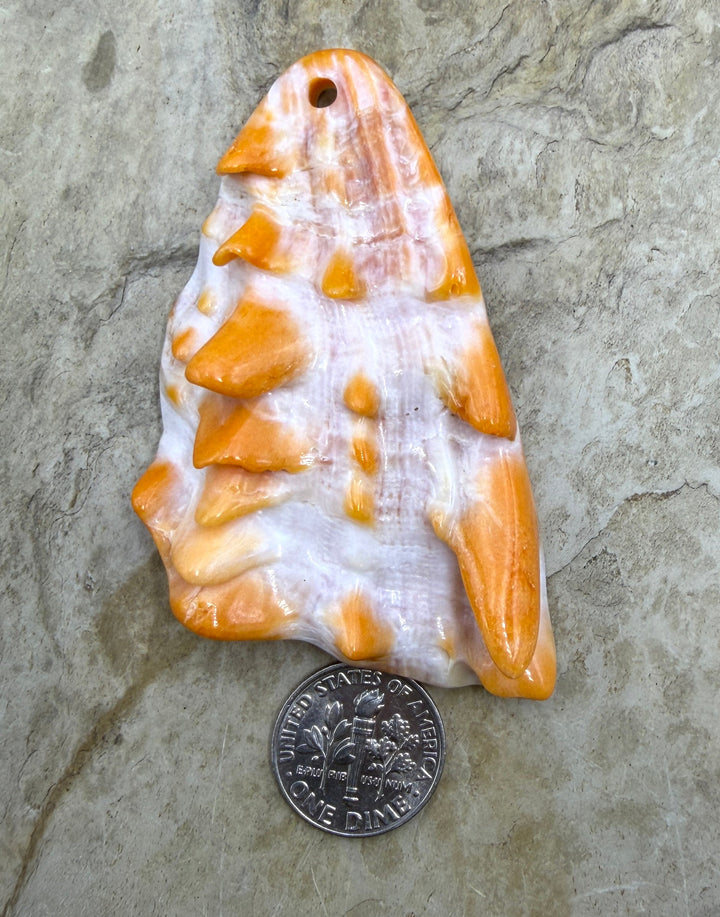 Orange Spiny LARGE Focal Pendant Bead (Large Hole) 40x66mm