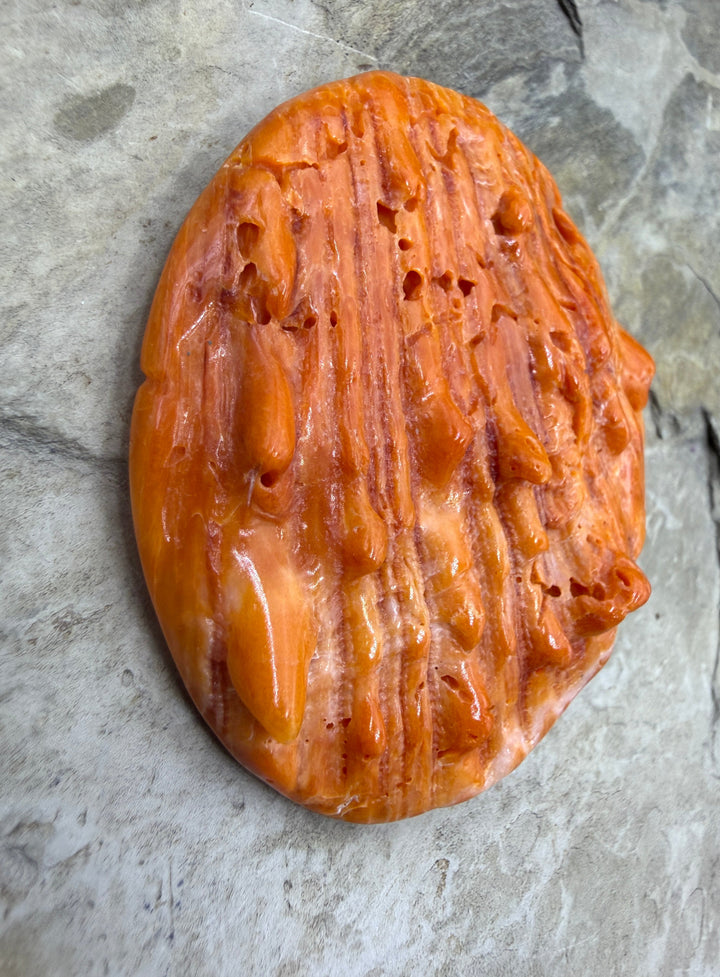 Orange Spiny LARGE Focal Pendant Bead (Large Hole) 51x60mm