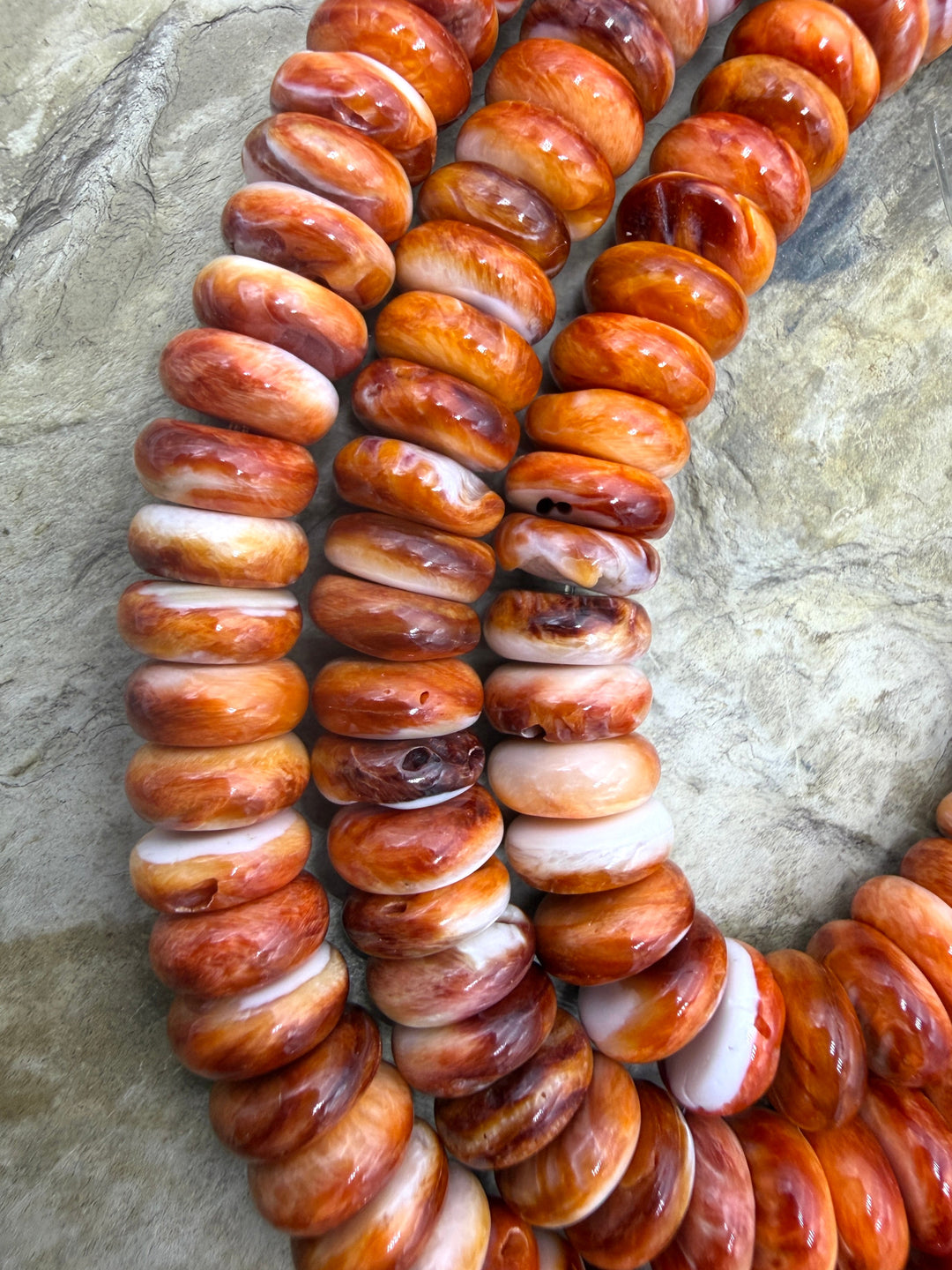 Orange Spiny Oyster 10mm Button/Rondelle Beads One 8 Inch