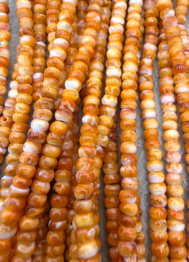 Orange Spiny Oyster 4mm Rondelle Beads 16 Inch Strand