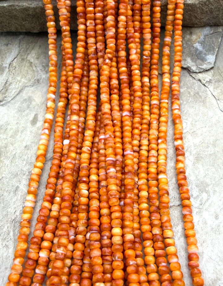 Orange Spiny Oyster 4mm Rondelle Beads One 16 Inch Strand