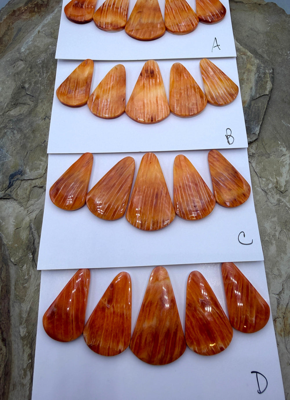 Orange Spiny Oyster 5 Piece Focal Bead Set (side Drilled)