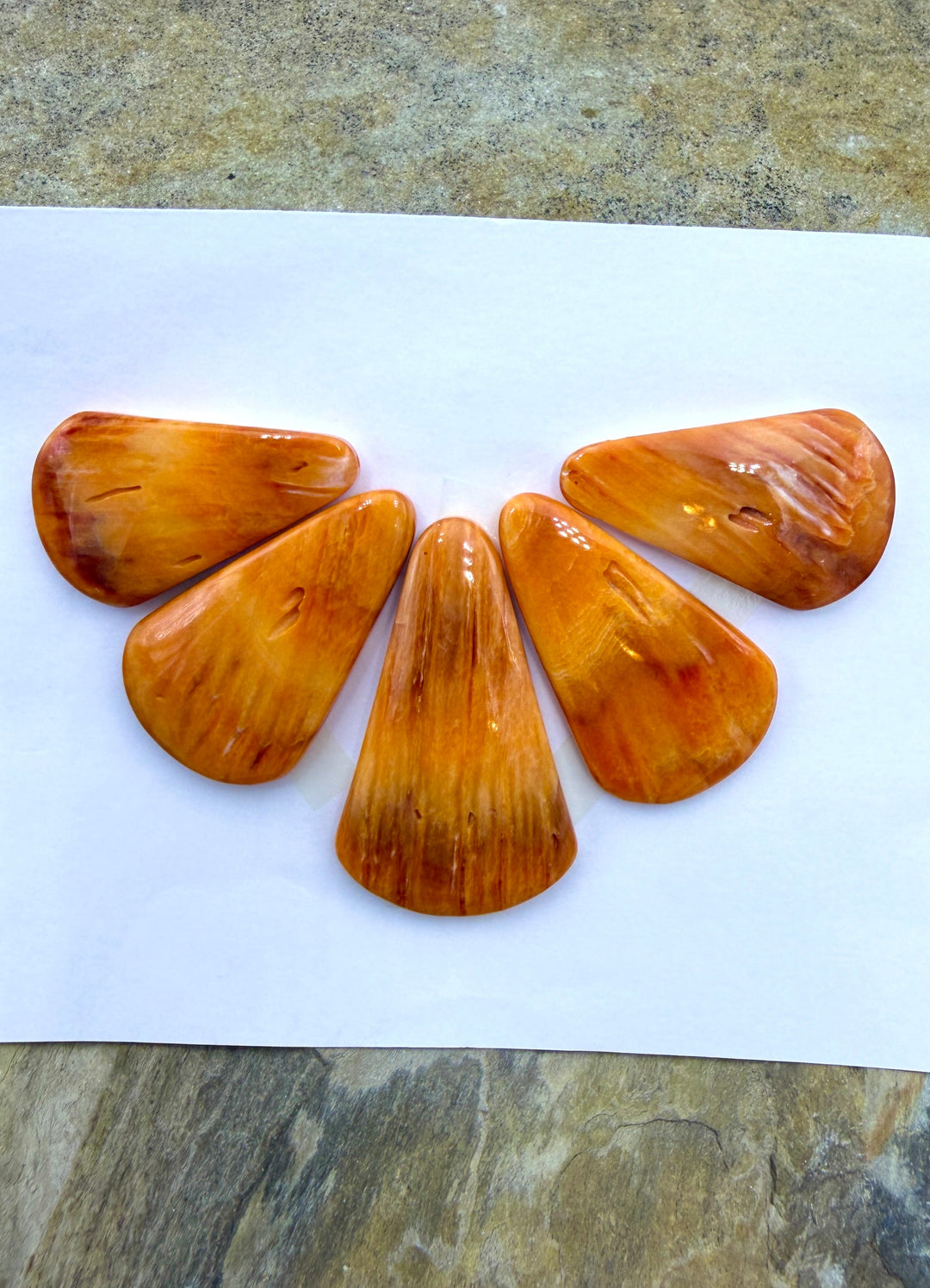 Orange Spiny Oyster 5 Piece Focal Pendant Bead Set - Spiny