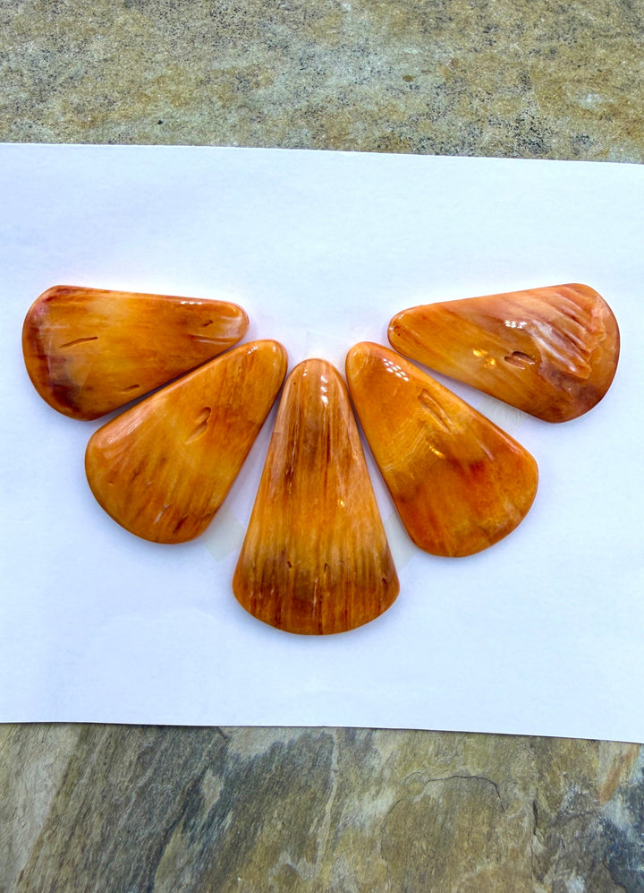 Orange Spiny Oyster 5 Piece Focal Pendant Bead Set - Spiny