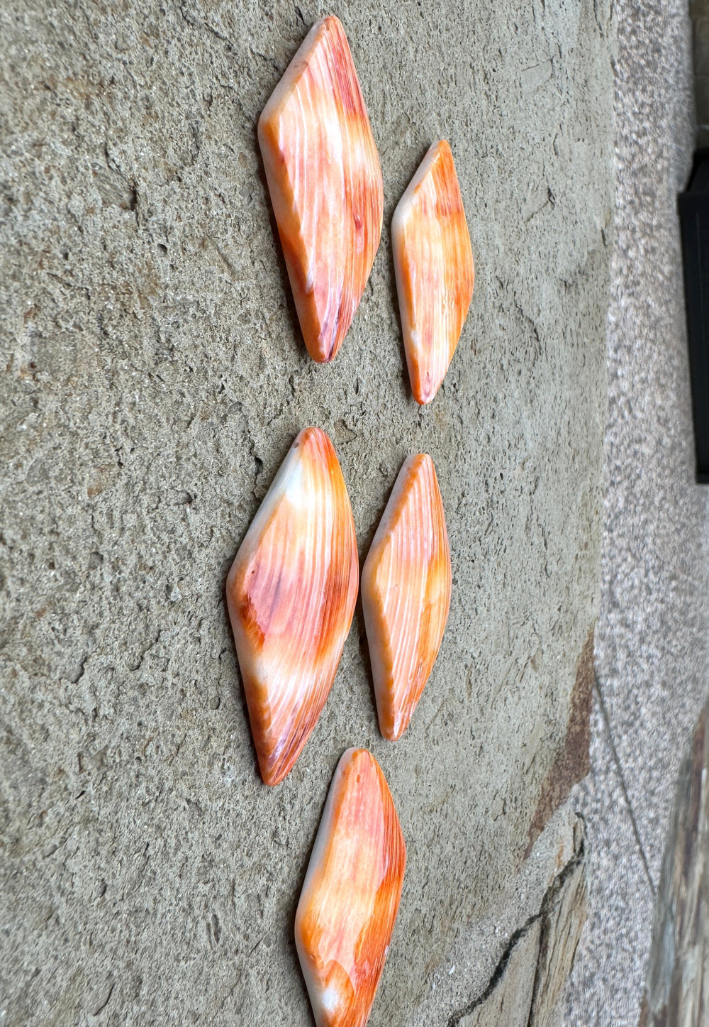 Orange Spiny Oyster BIG Diamond Shaped Focal Pendant Beads