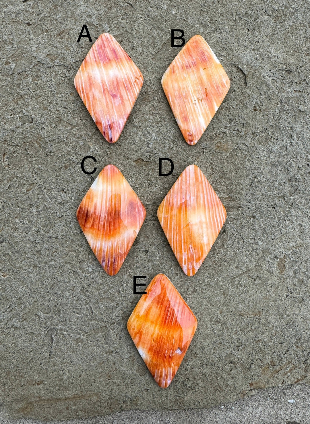 Orange Spiny Oyster BIG Diamond Shaped Focal Pendant Beads