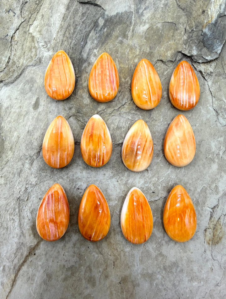 Orange Spiny Oyster Focal Pendant Bead 15x25mm Side Drilled