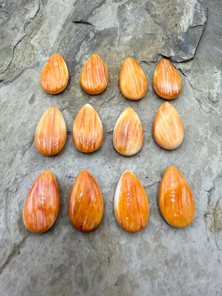 Orange Spiny Oyster Focal Pendant Bead 15x25mm Side Drilled