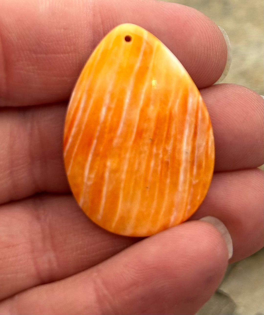 Orange Spiny Oyster Focal Pendant Bead 25x35 mm Select