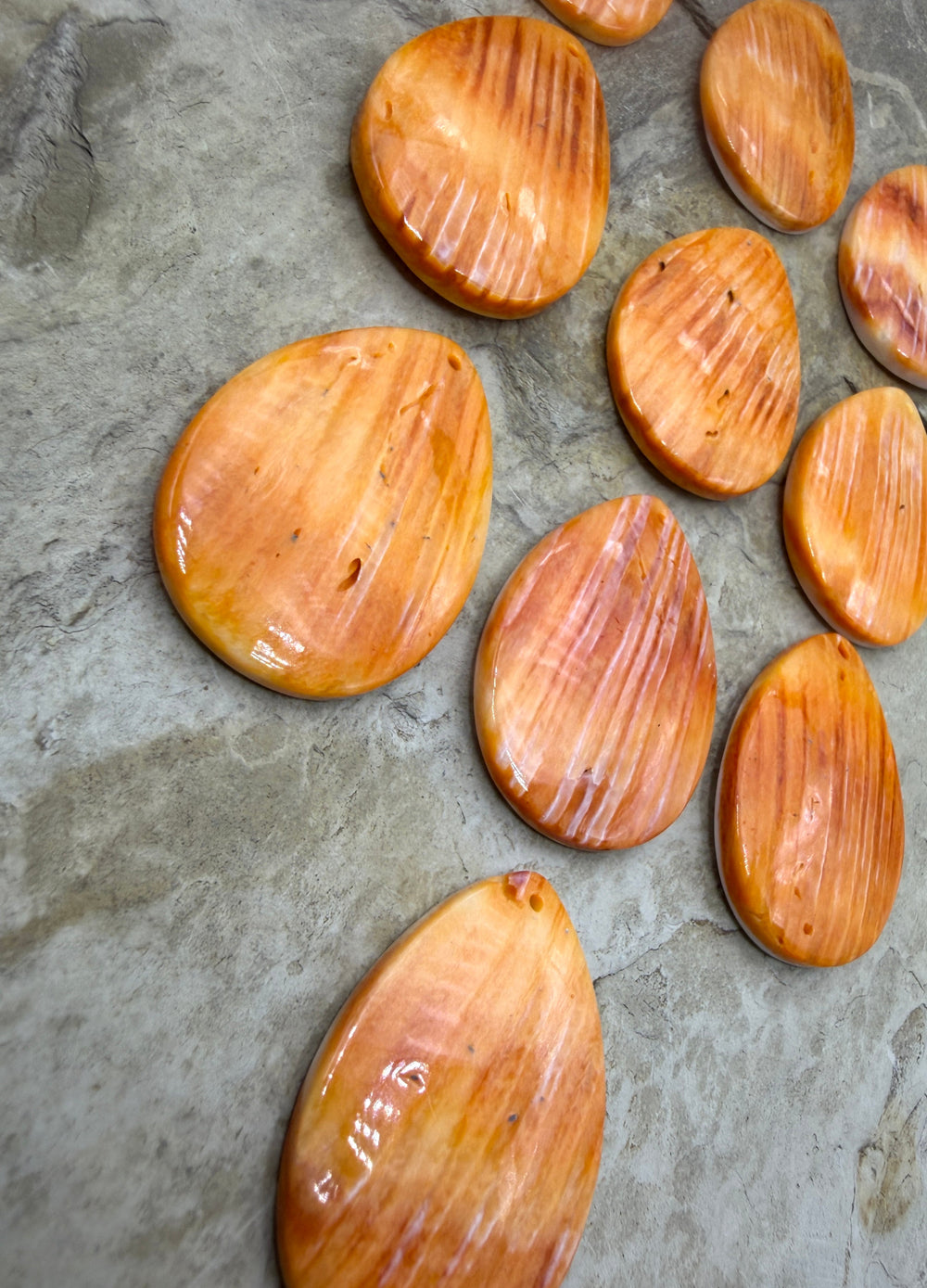 Orange Spiny Oyster Focal Pendant Bead 25x35mm Front
