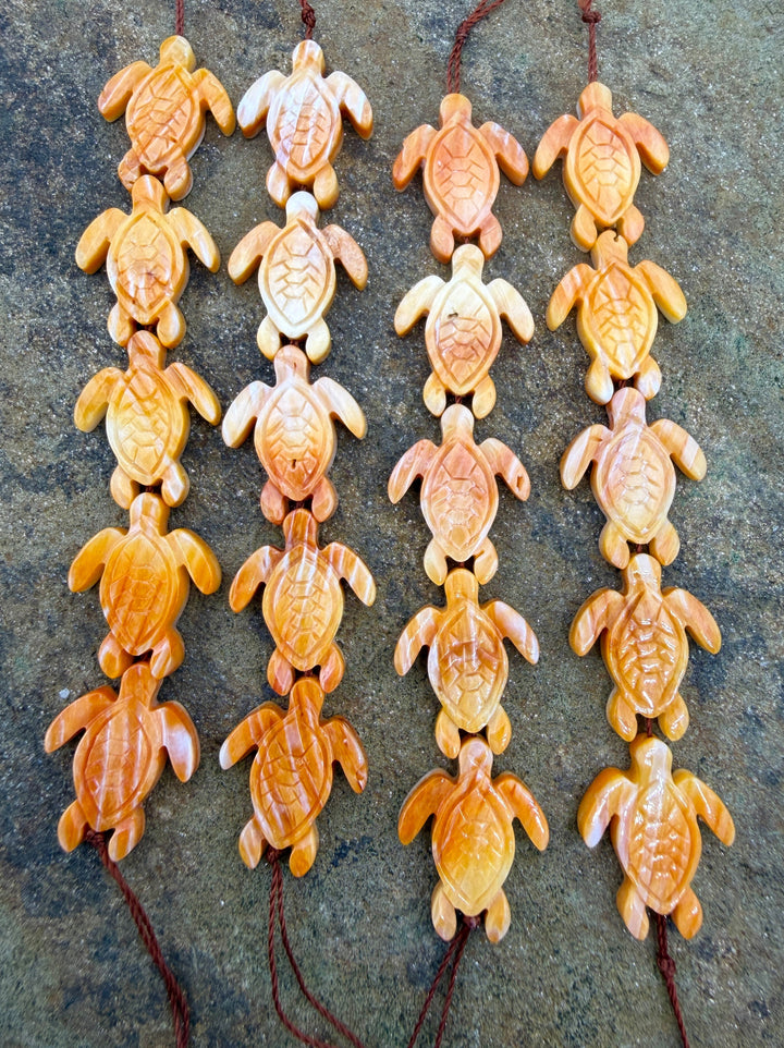 Orange Spiny Oyster Shell Turtle Beads 15x20mm Strand of 5