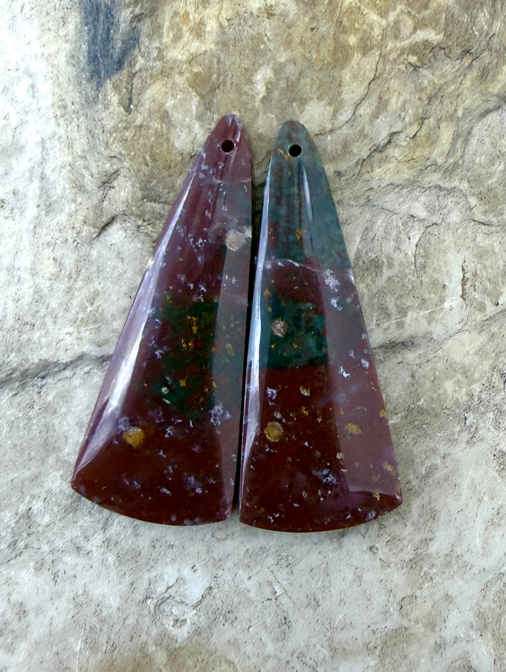 Orbicular Bloodstone (India) Matching Earring Slab Bead