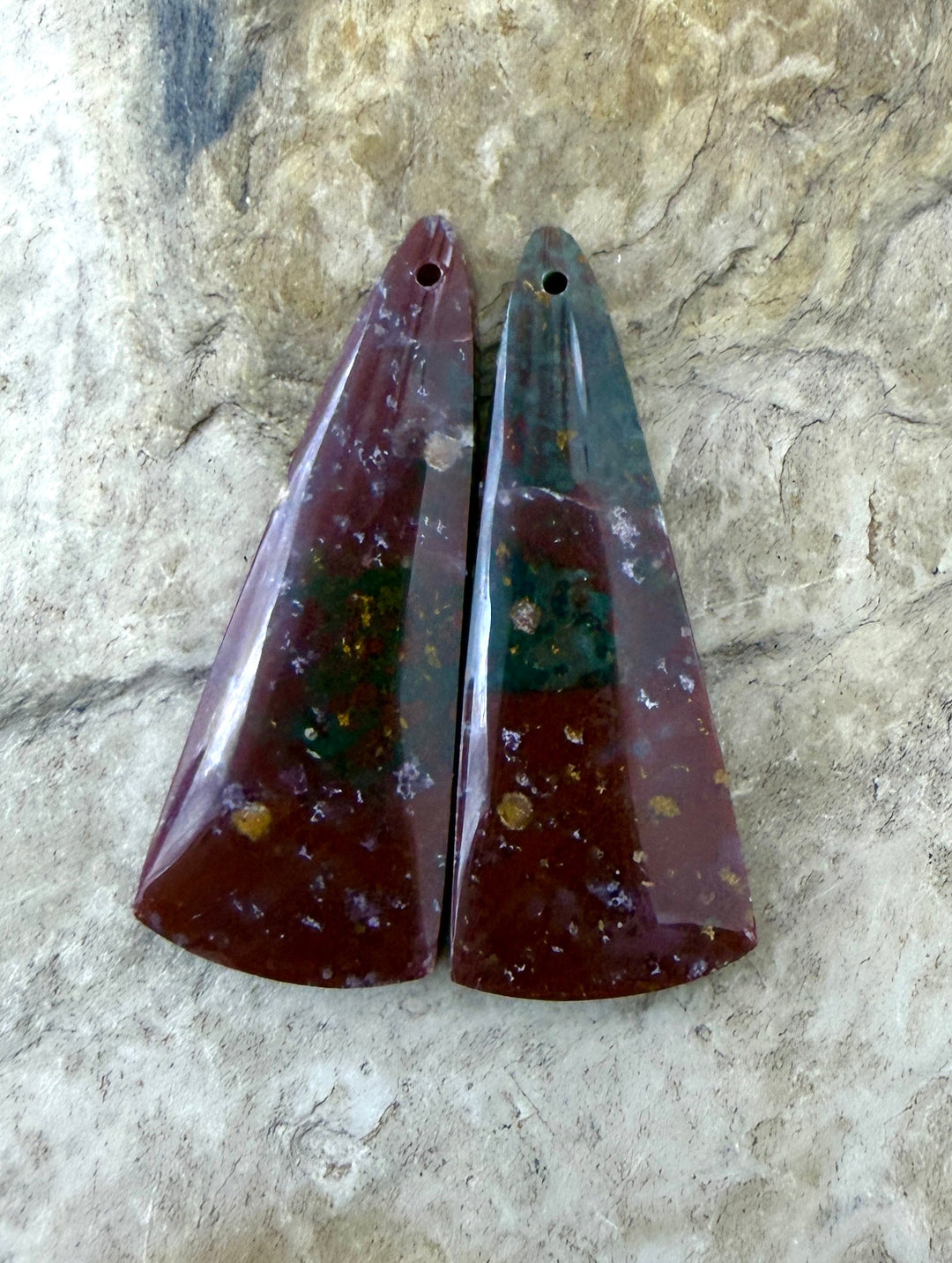 Orbicular Bloodstone (India) Matching Earring Slab Bead