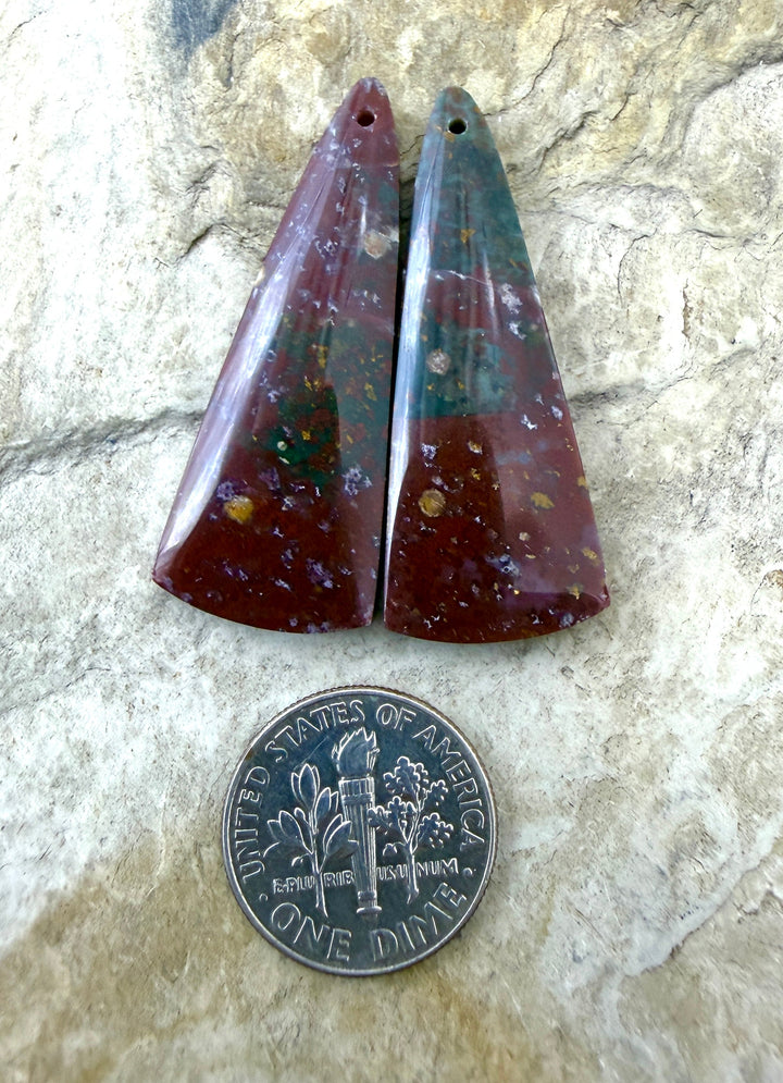 Orbicular Bloodstone (India) Matching Earring Slab Bead