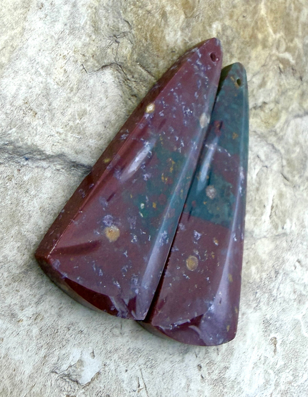 Orbicular Bloodstone (India) Matching Earring Slab Bead