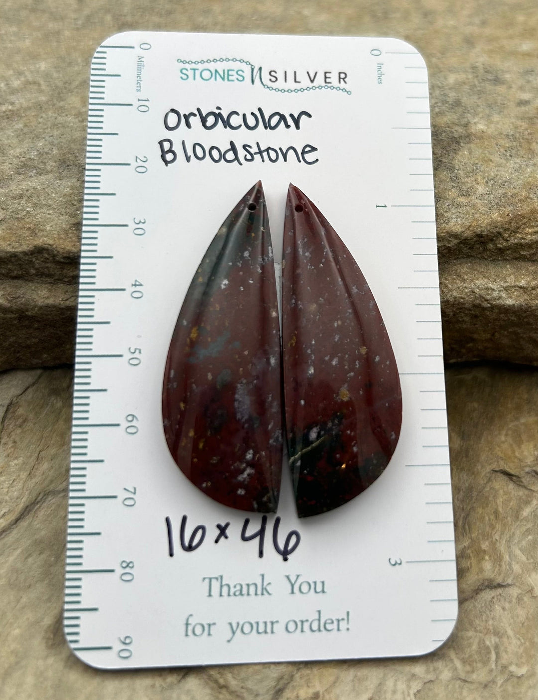 Orbicular Bloodstone (India) Matching Earring Slab Pair