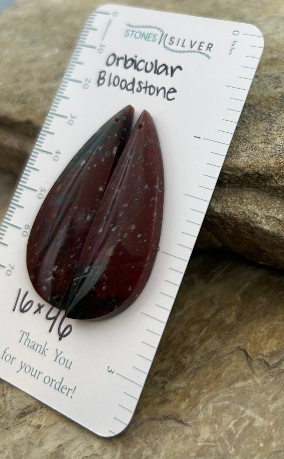 Orbicular Bloodstone (India) Matching Earring Slab Pair