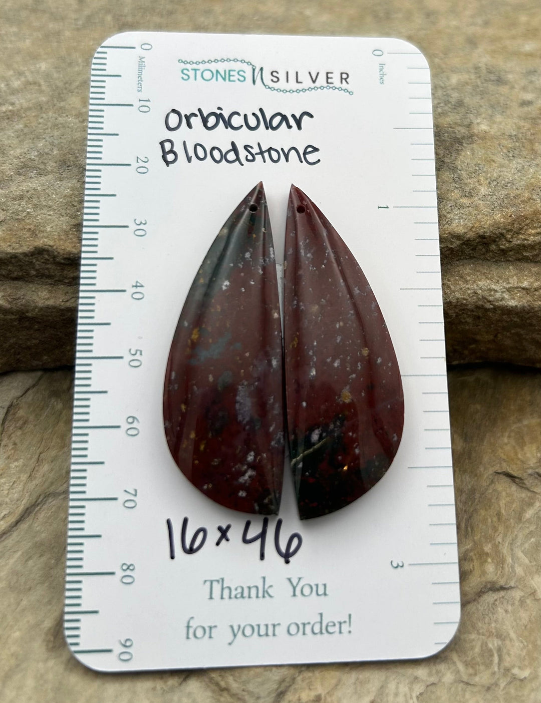 Orbicular Bloodstone (India) Matching Earring Slab Pair