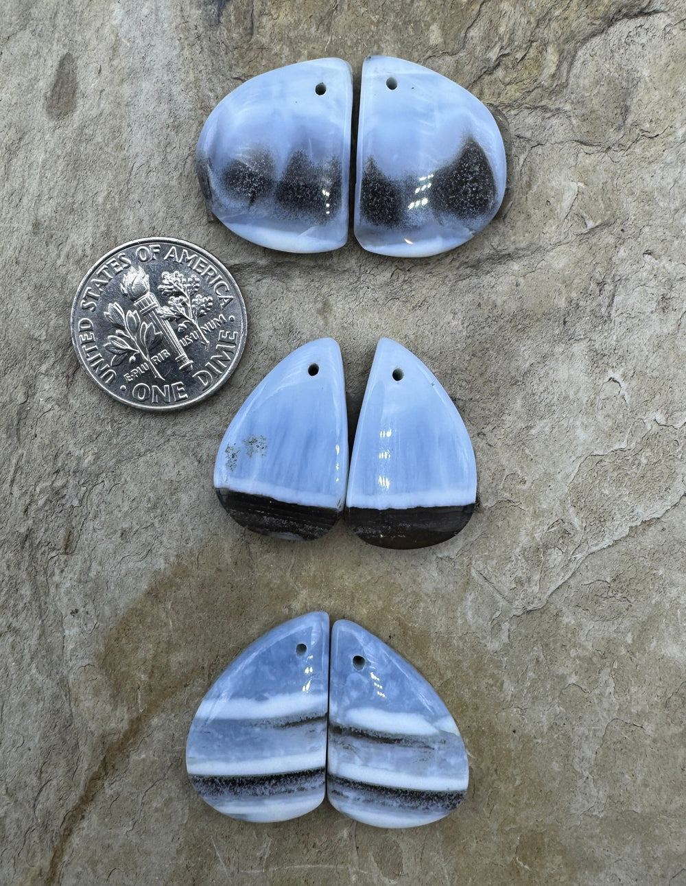 Owyhee Blue Opal (Oregon)Matching Earring Slab Bead Pair