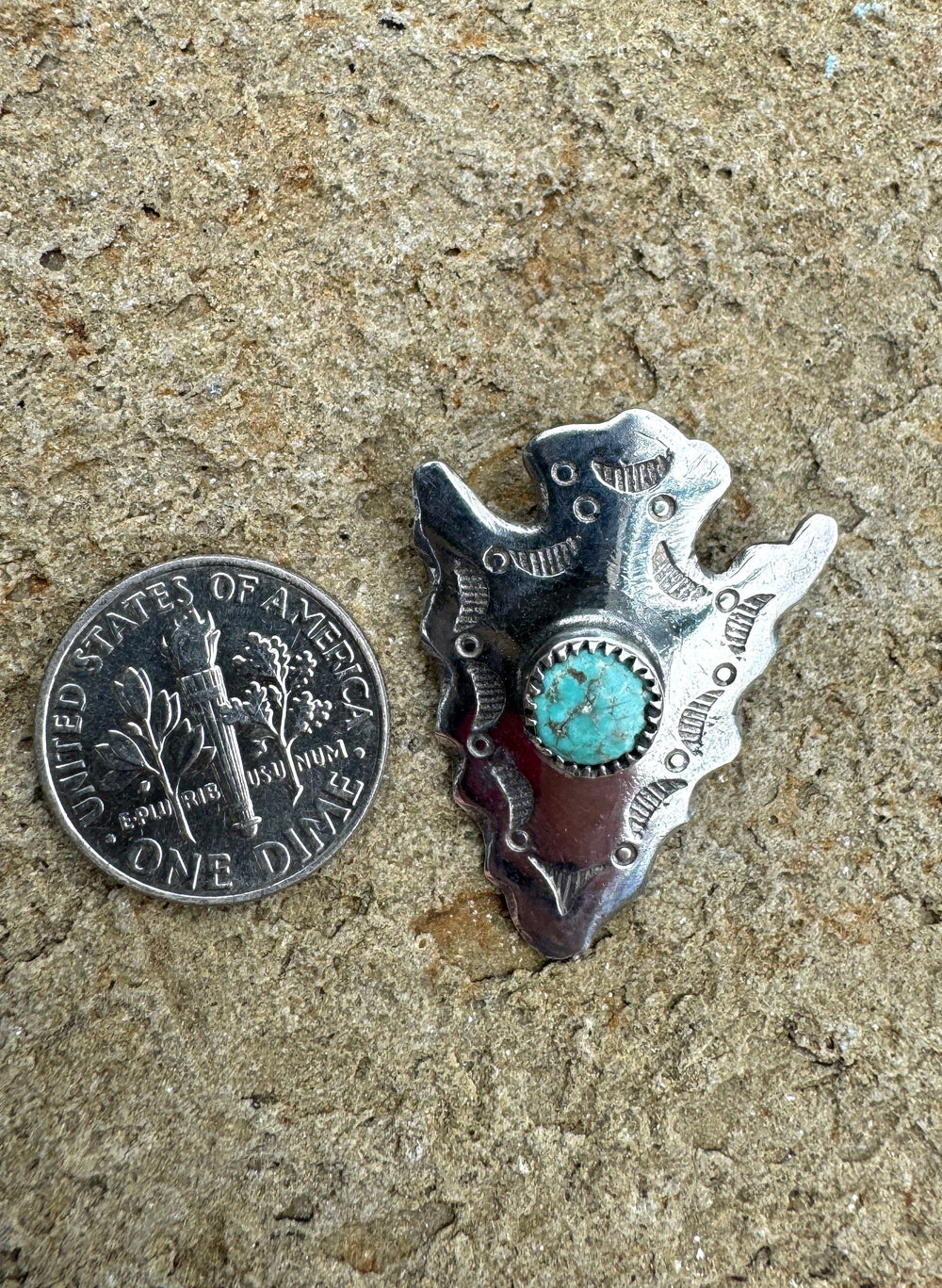 Oxidized Sterling Silver and Turquoise Arrowhead
