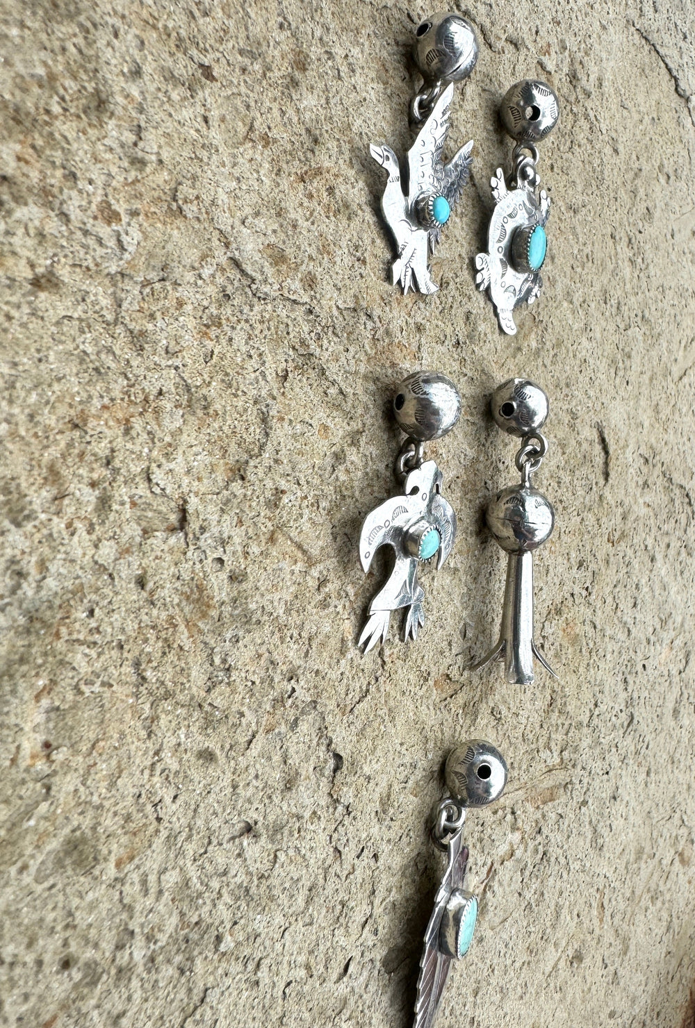 Oxidized Sterling Silver and Turquoise Bead Charm Handmade
