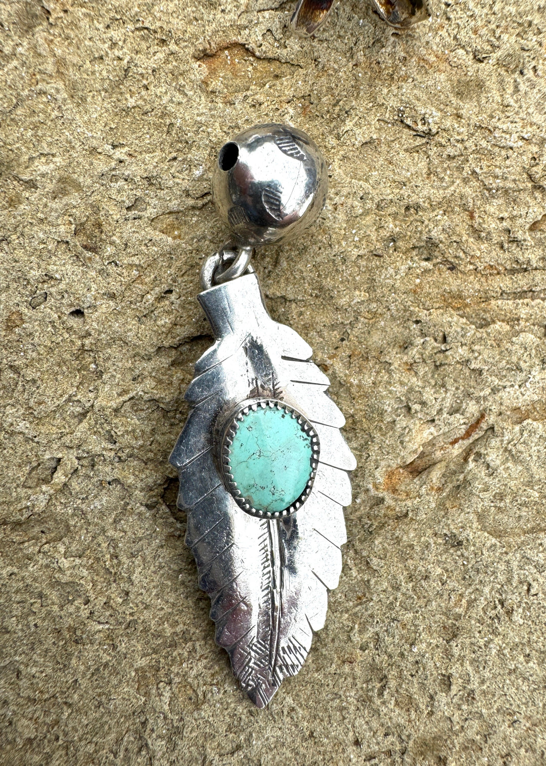 Oxidized Sterling Silver and Turquoise Bead Charm Handmade