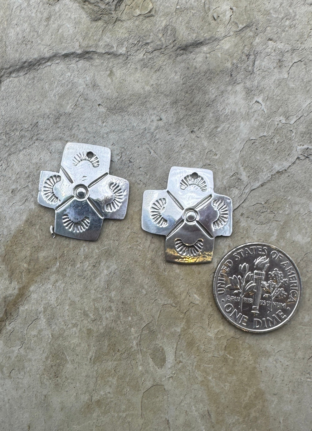 Oxidized Sterling Silver Cross Charm Pair 20mm - Jewelry