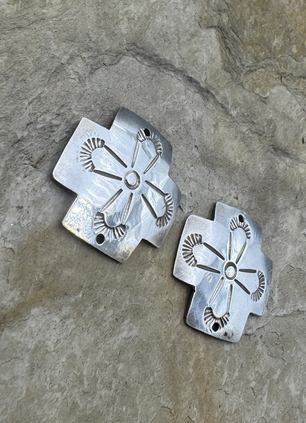 Oxidized Sterling Silver Cross Charm Pair 22mm - Jewelry
