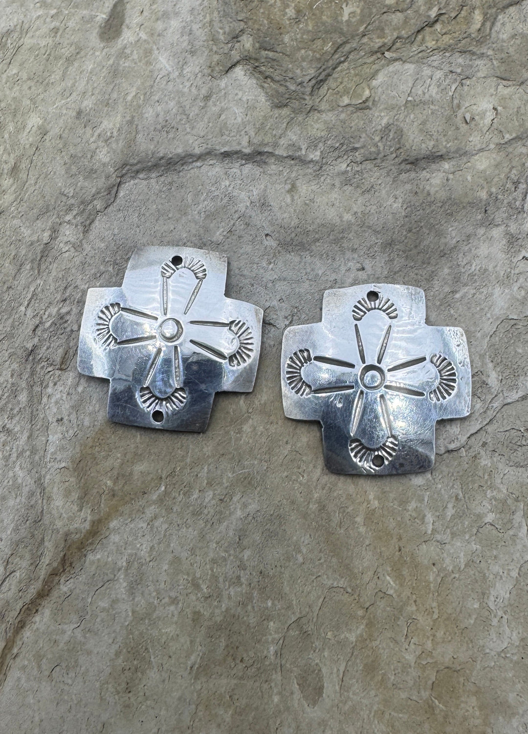 Oxidized Sterling Silver Cross Charm Pair 22mm - Jewelry
