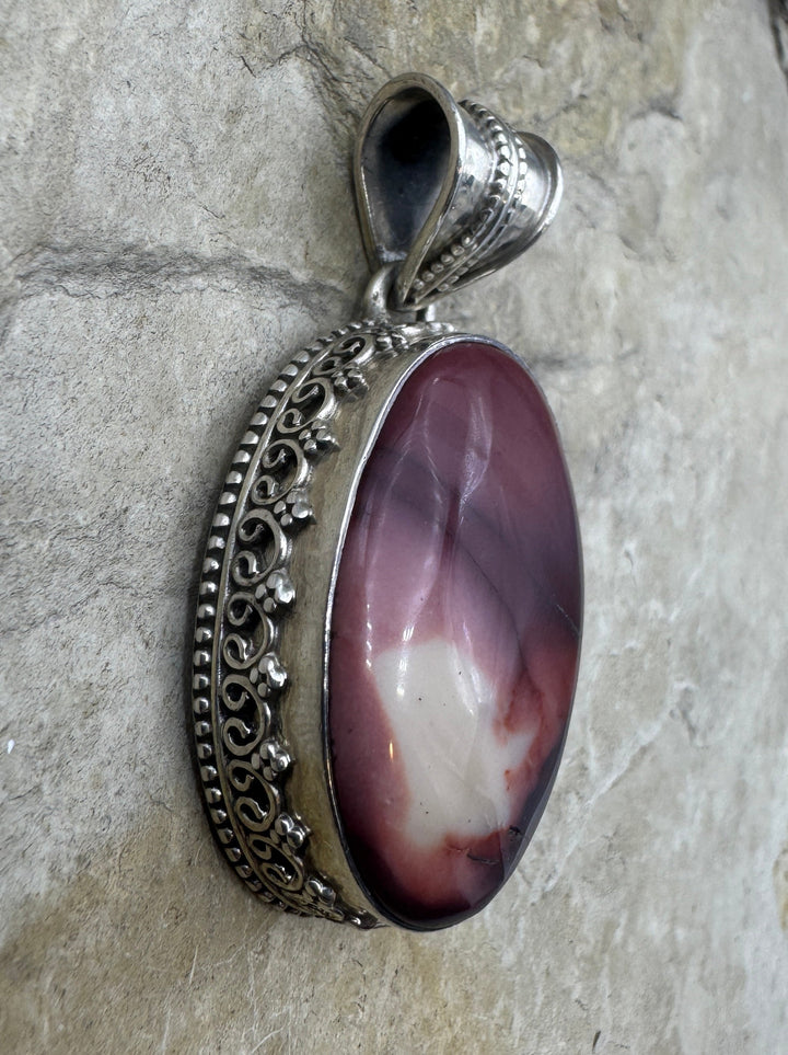 Oxidized Sterling Silver Mookaite Turquoise Pendant 16x29mm