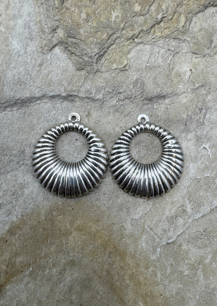 Oxidized Sterling Silver Round Shrimp Charm Pair 20mm