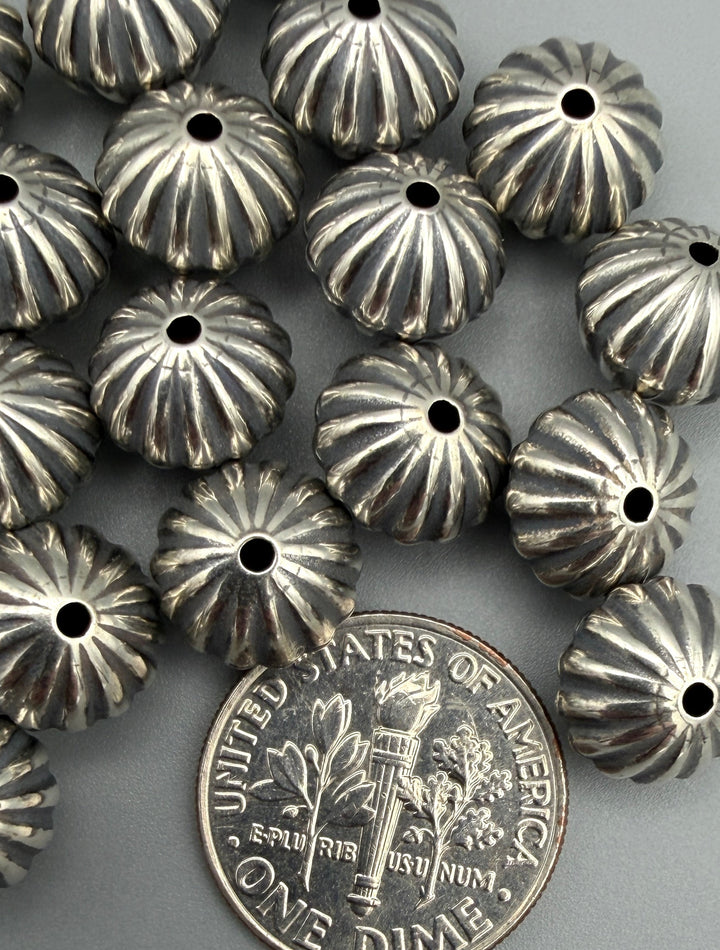 Oxidized Sterling Silver Serrated 10mm Rondelle Beads