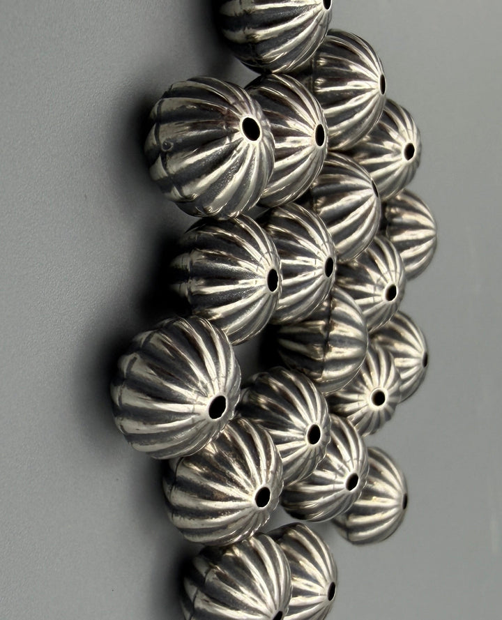 Oxidized Sterling Silver Serrated 10mm Rondelle Beads