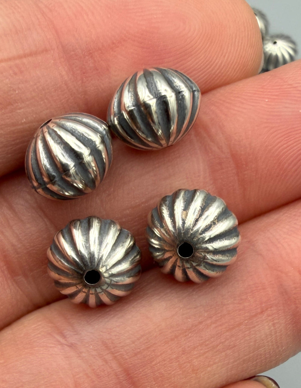 Oxidized Sterling Silver Serrated 10mm Rondelle Beads