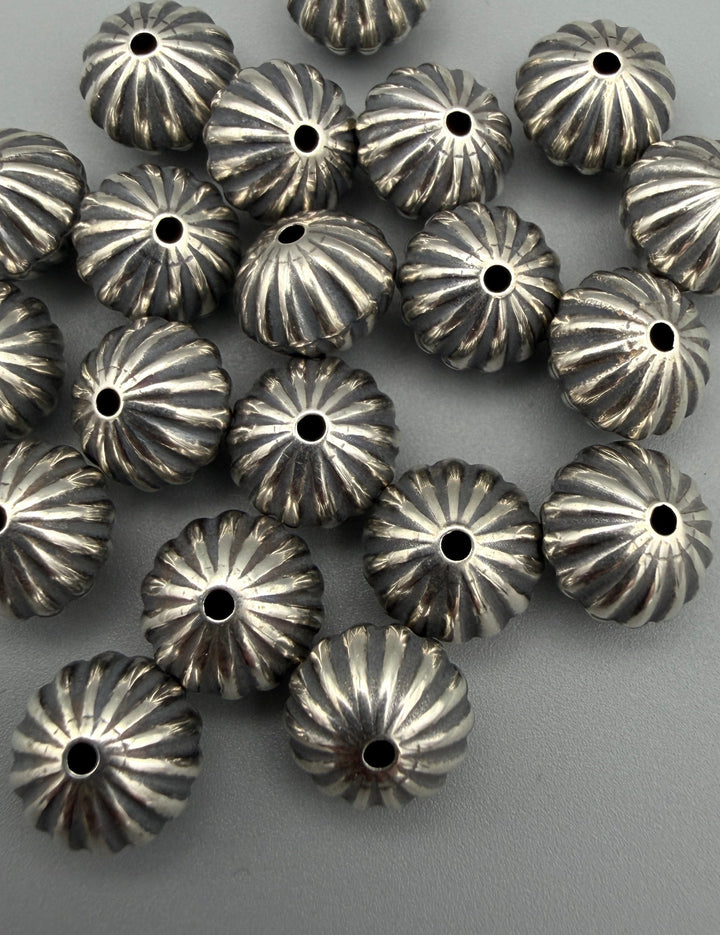 Oxidized Sterling Silver Serrated 10mm Rondelle Beads