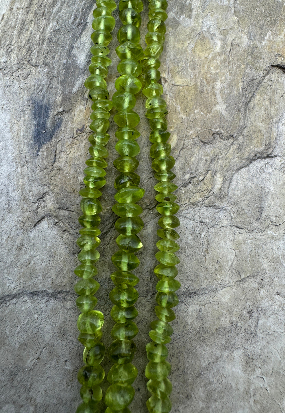 Peridot 4mm Irregular Rondelle Beads 16 inch Strand